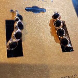 MONET Elegant Black and Goldtone Earrings